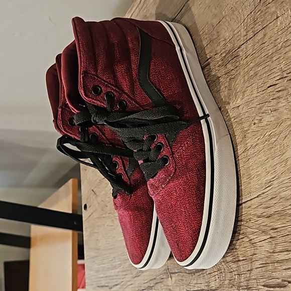 Vans Sk8 Hi Burgundy and Black High-Top Sneakers - Picture 2 of 3
